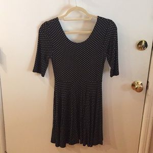 Forever 21 black white polka dot skater dress S